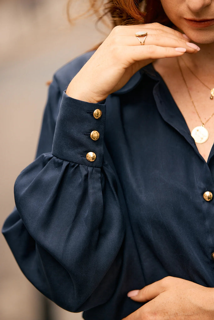 KS Vestiaire intemporel chemise tencel détail manche longue avec boutons dorés